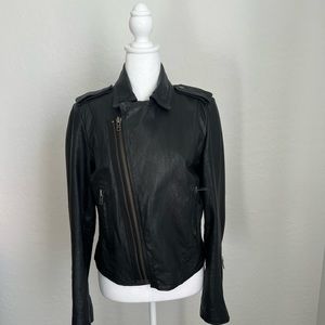 AUTHENTIC Joie black lambskin leather moto jacket, size Large